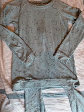 Girls Chasor silver star + light blue vintage feel jogger set, size 14, GUC